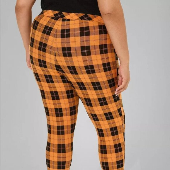 Torrid Leggings 0X (large)/ Orange Buffalo Plaid Foxy Sleep Lounge Halloween NWT - Picture 3 of 5
